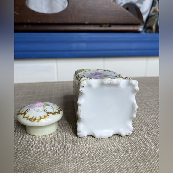 Vintage Porcelain Perfume Bottle Victorian Tea Caddy Ginger Jar Powder Floral - Picture 5 of 7